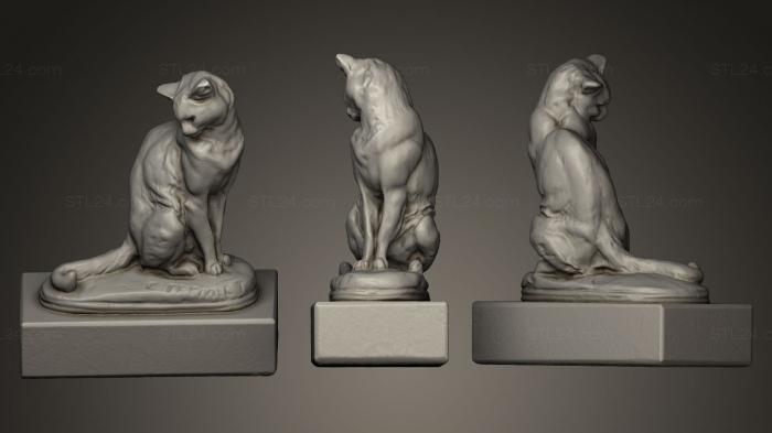 Статуэтки животных (Кошка, STKJ_0018) 3D модель для ЧПУ станка